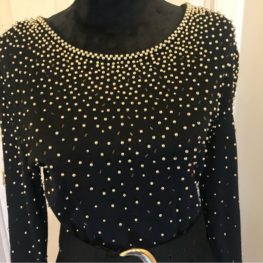 Elegant Black Dress with Gold Accents